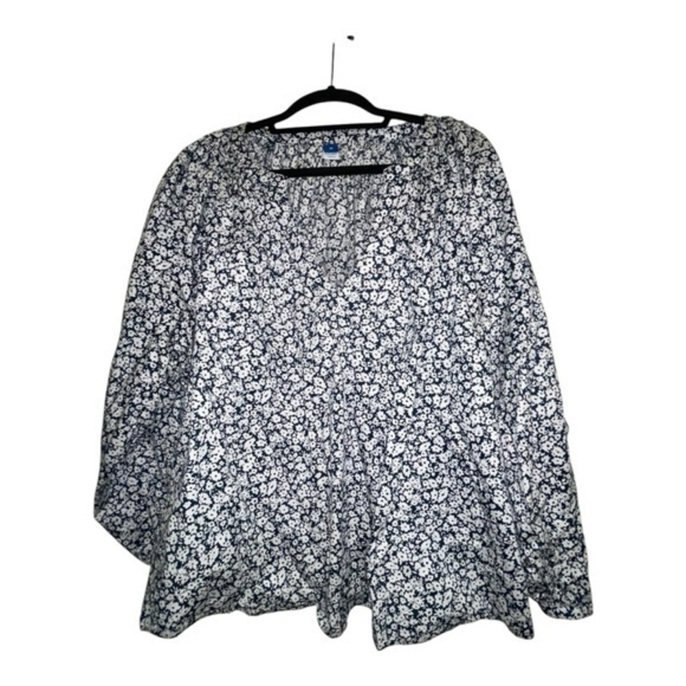 Old Navy Blue and White Floral Blouse